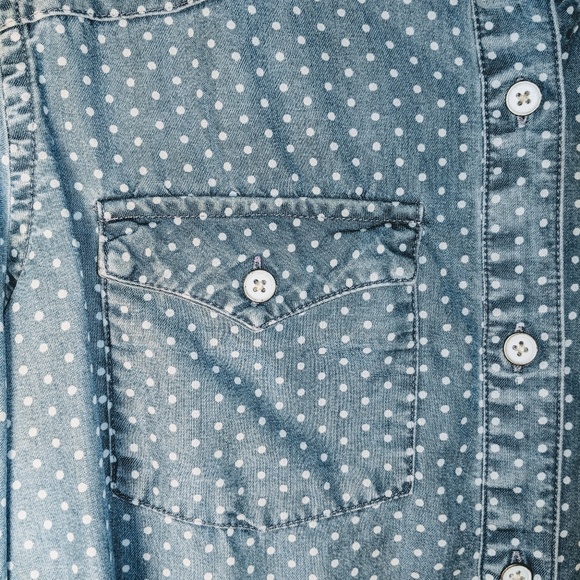 Victoria's Secret Polka Dot Blue Button Down Shirt - Picture 4 of 6